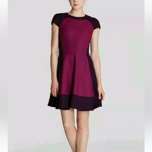 3 x $99 Ted Baker wool blend colorblock flare dress size 0 winter holiday wool